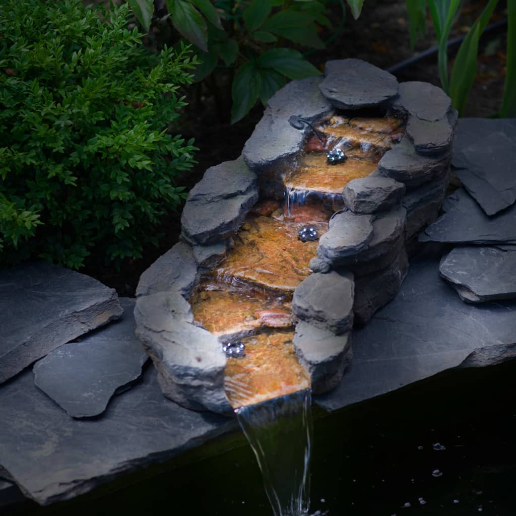 Fontaine extérieure jardin décoration chute d'eau cascade effet pierre  naturelle peaktop rj-19048-eu - Conforama